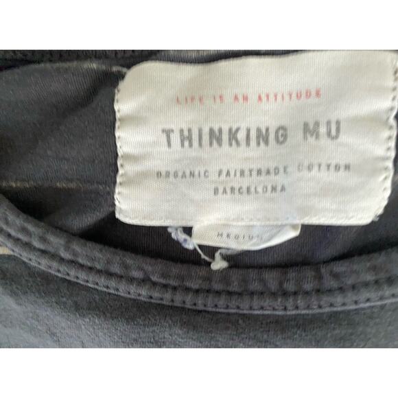 THINKING MU Organic cotton tee Black with White stripes T Shirt M - Picture 4 of 12